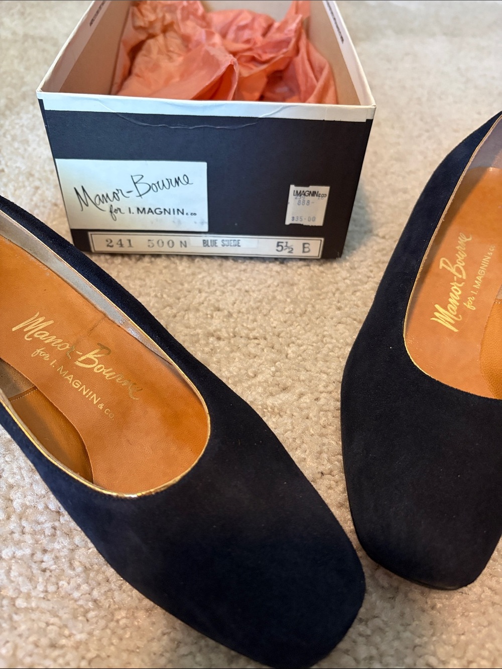 Vintage Manor-Bourne for I. Magnin & Co. Women's Blue Suede Pumps